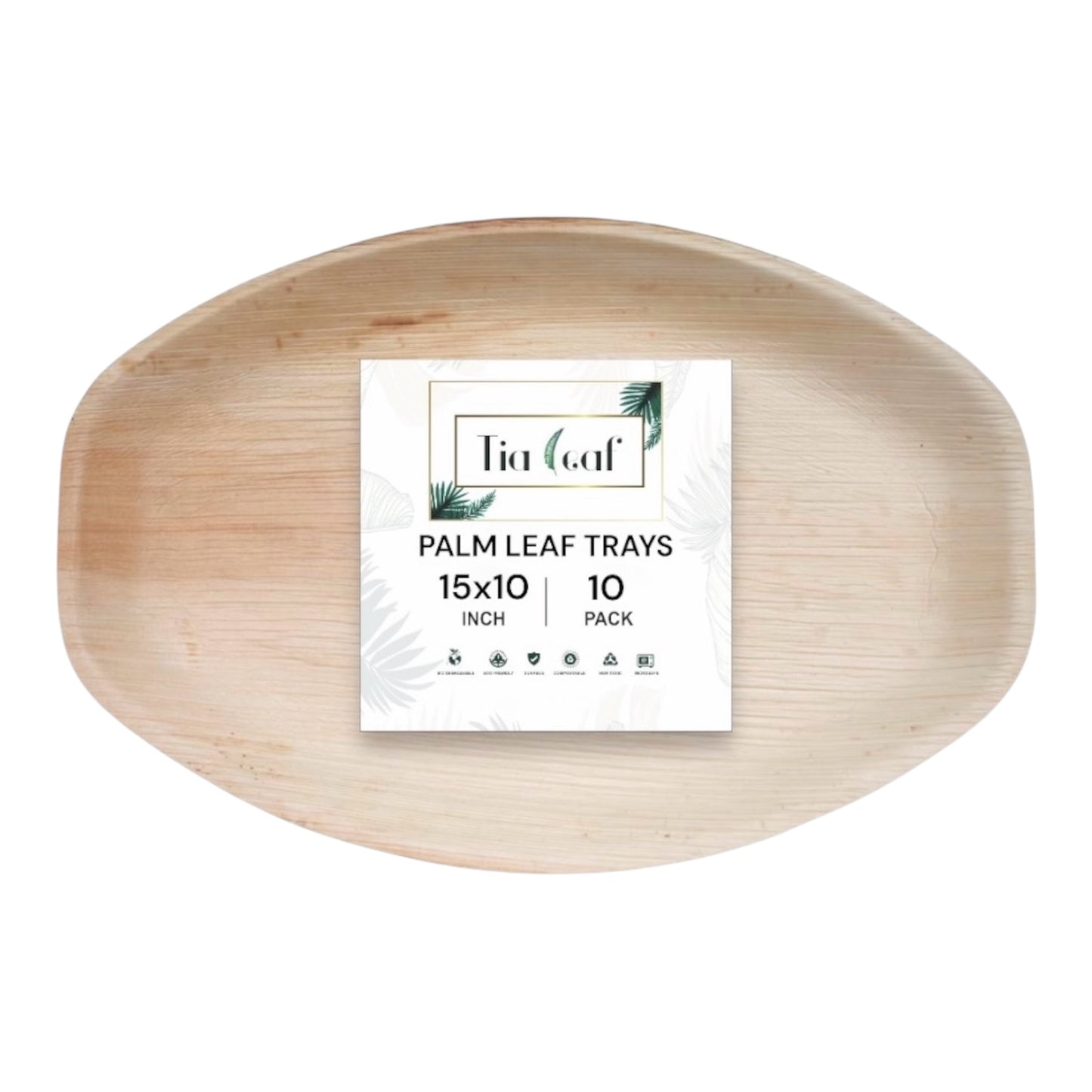 15x10 Inch Oval Disposable Palm Leaf Trays