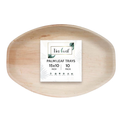 15x10 Inch Oval Disposable Palm Leaf Trays