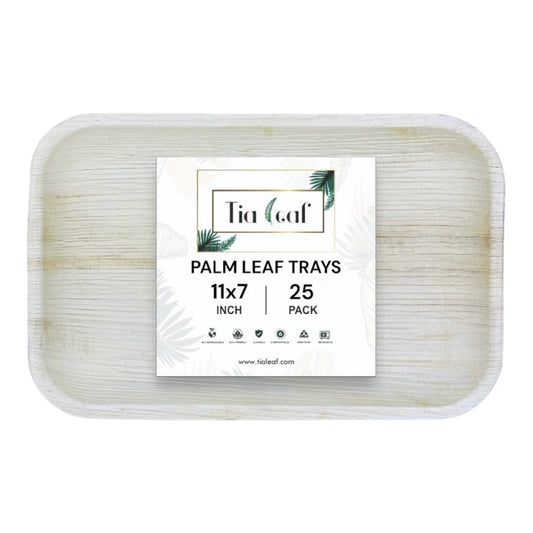 11x7 Inch Rectangle Disposable Palm Leaf Trays