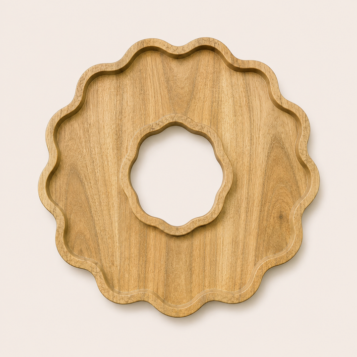 Wreath Shape Wooden Serving Tray & Chopping Board