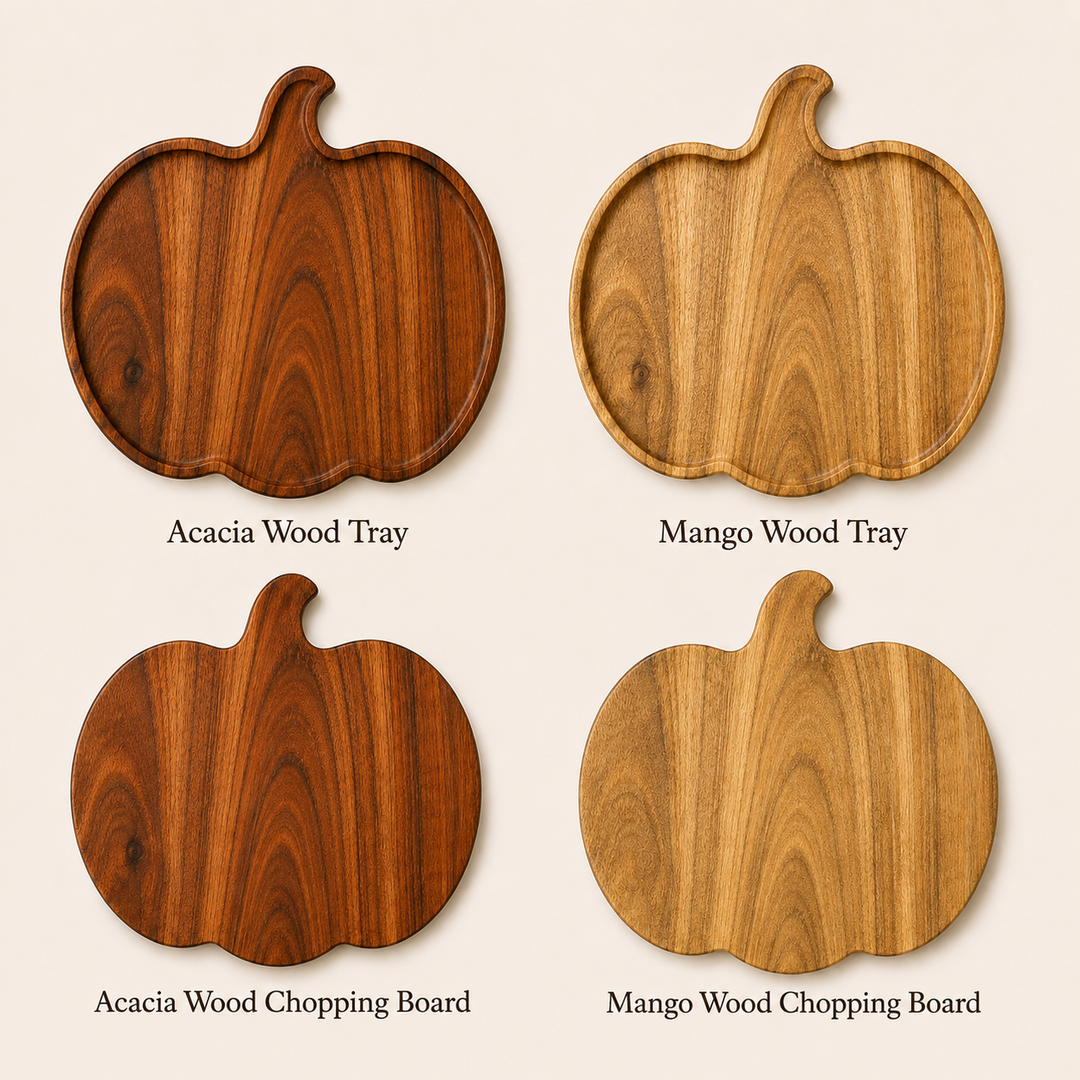 Pumpkin Shape Wooden Serving Tray & Chopping Board