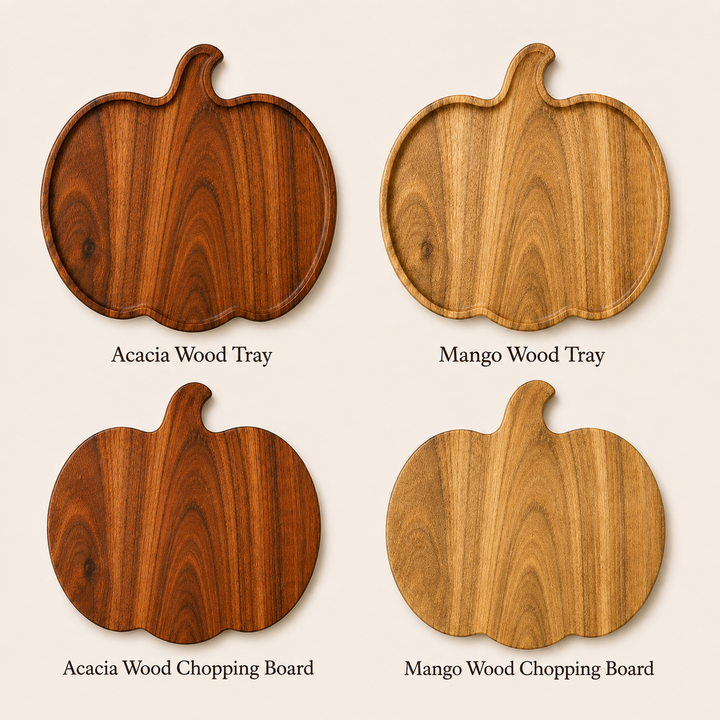 Pumpkin Shape Wooden Serving Tray & Chopping Board