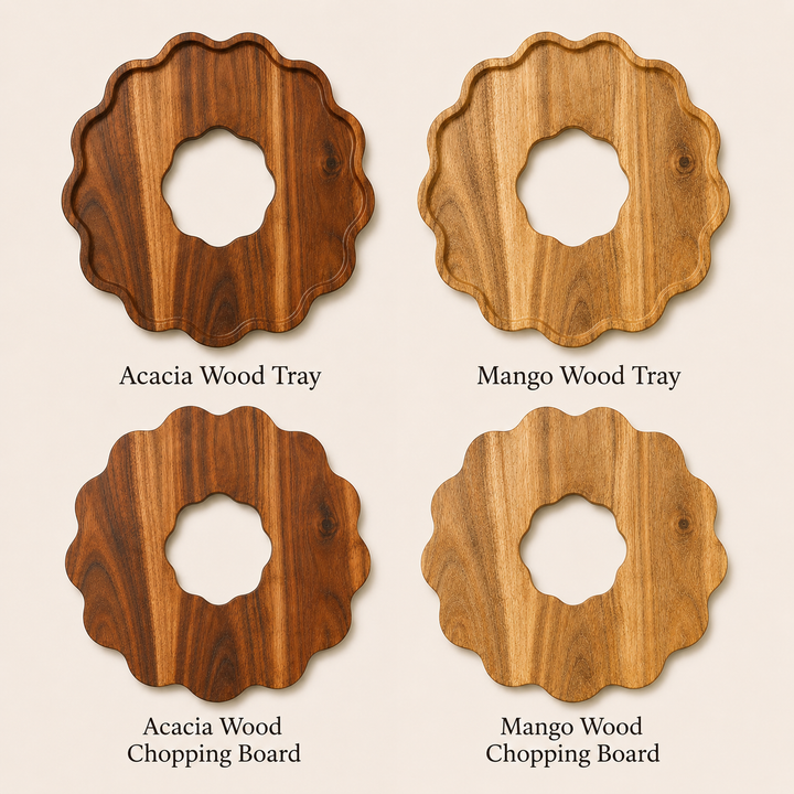 Wreath Shape Wooden Serving Tray & Chopping Board