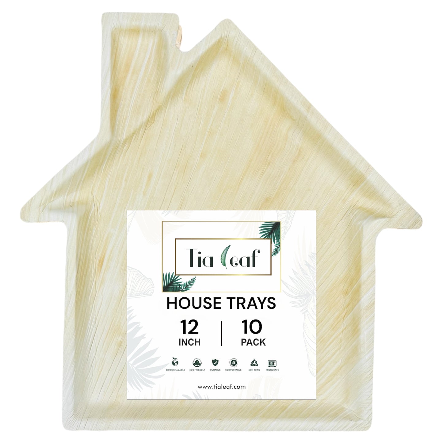 12 Inch House Shape Palm Leaf Trays