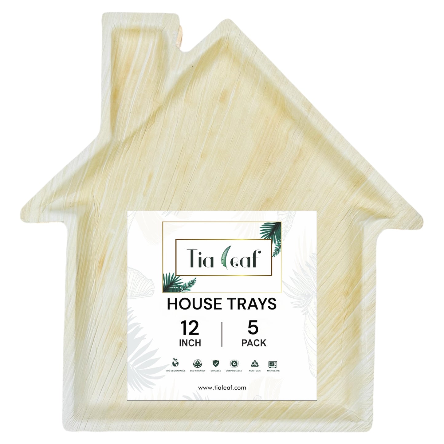 12 Inch House Shape Palm Leaf Trays