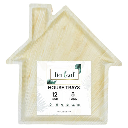 12 Inch House Shape Palm Leaf Trays