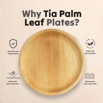 12" Round Palm Leaf Plates - Tia Leaf