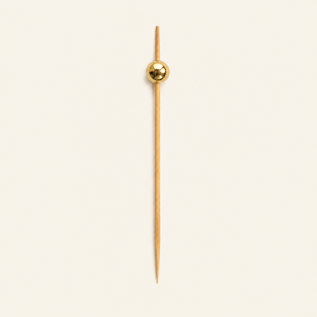 Gold Ball Bamboo Skewers – 4.75 Inch by Tia Leaf