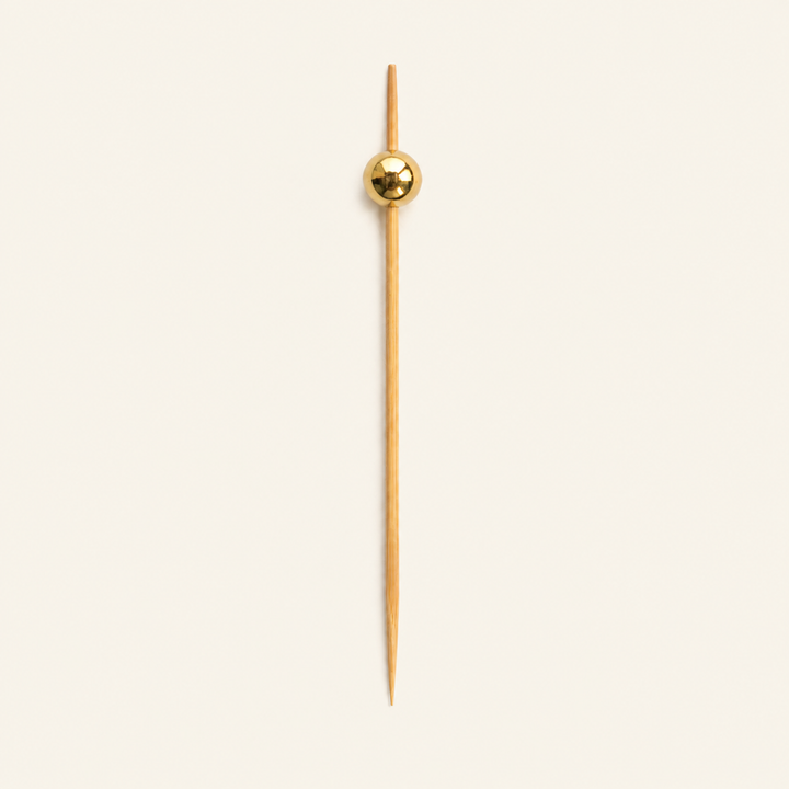 Gold Ball Bamboo Skewers – 4.75 Inch by Tia Leaf
