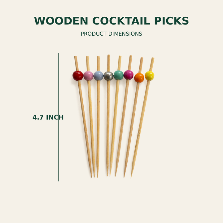 Wooden Cocktail Picks – 4.7 Inch size guide showing available product dimensions