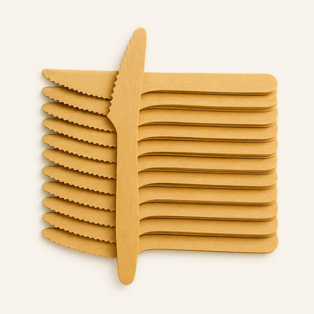 Wooden Disposable Knives – 100 Count by Tia Leaf