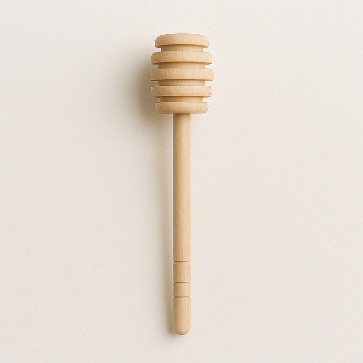 natural wooden honey dipper for honey, syrup, and charcuterie boards