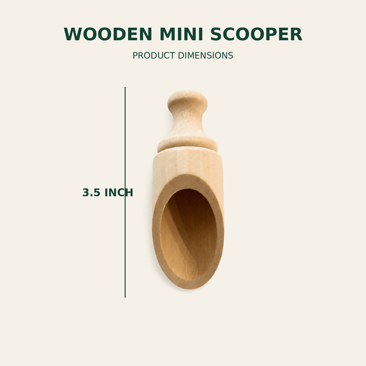 Wooden Mini Scooper – 3.5 Inch size guide showing available product dimensions