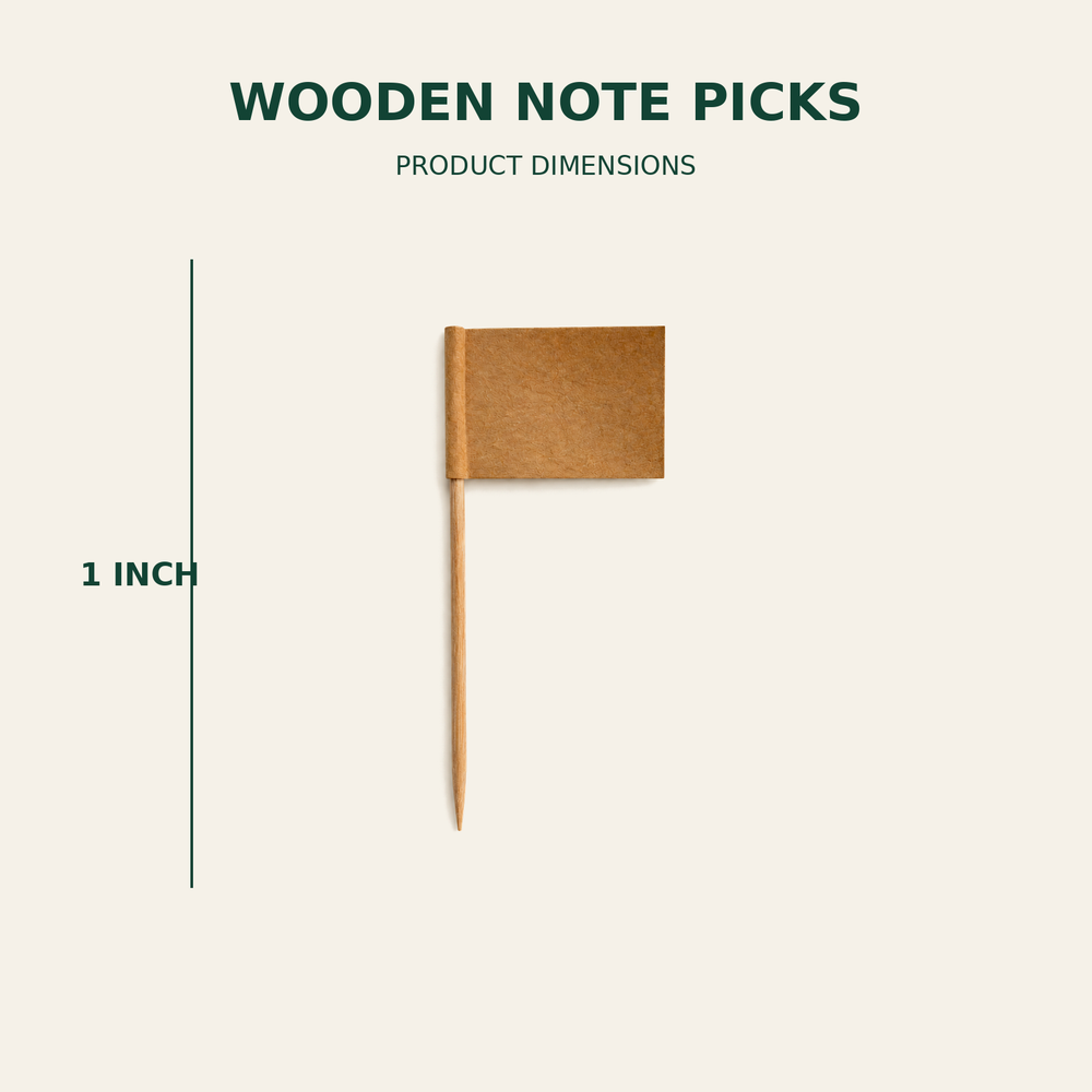 Wooden Note Picks – 1 Inch size guide showing available product dimensions