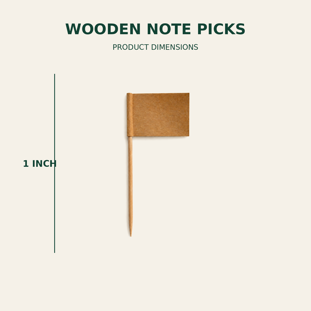 Wooden Note Picks – 1 Inch size guide showing available product dimensions
