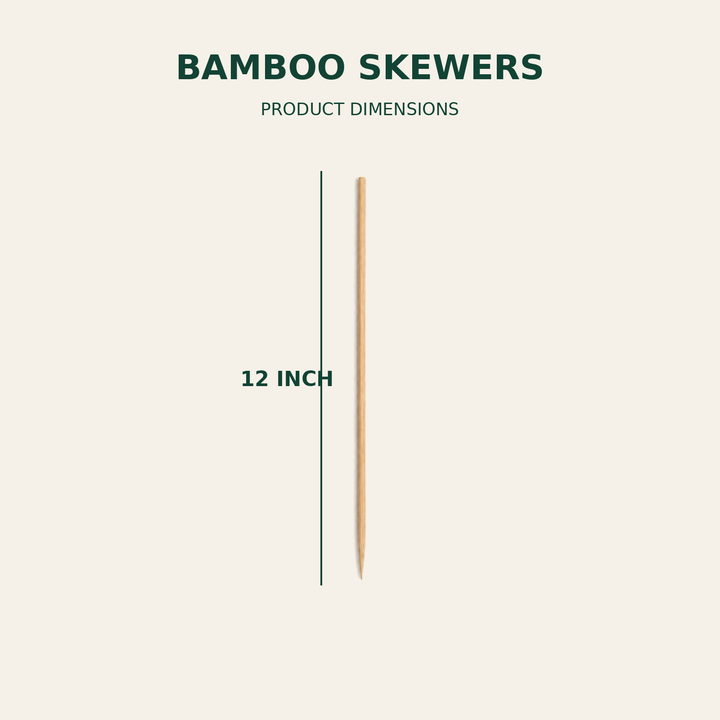 Bamboo Skewers – 12 Inch size guide showing available product dimensions