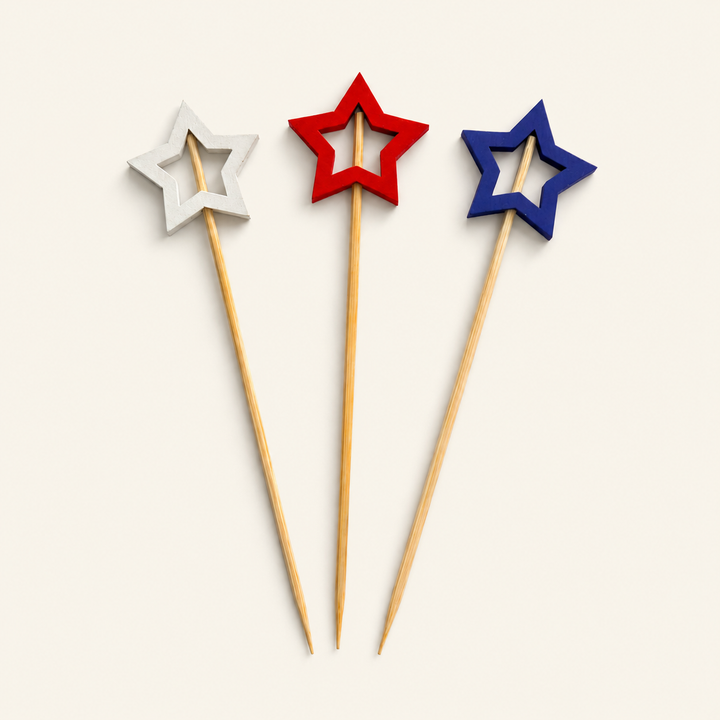 Wooden Star Cocktail Picks – 5 Inch by Tia Leaf