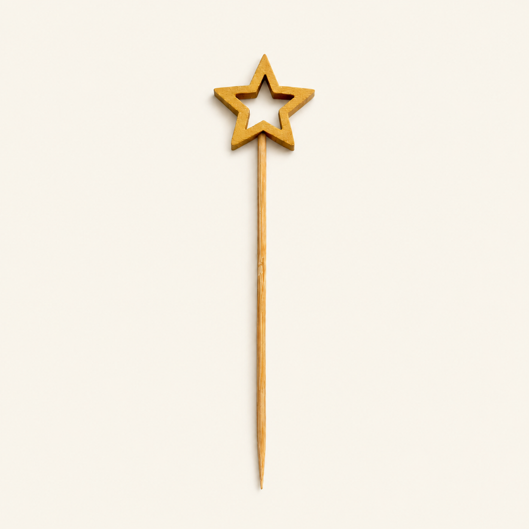 Wooden Star Cocktail Picks – 5.5 Inch by Tia Leaf