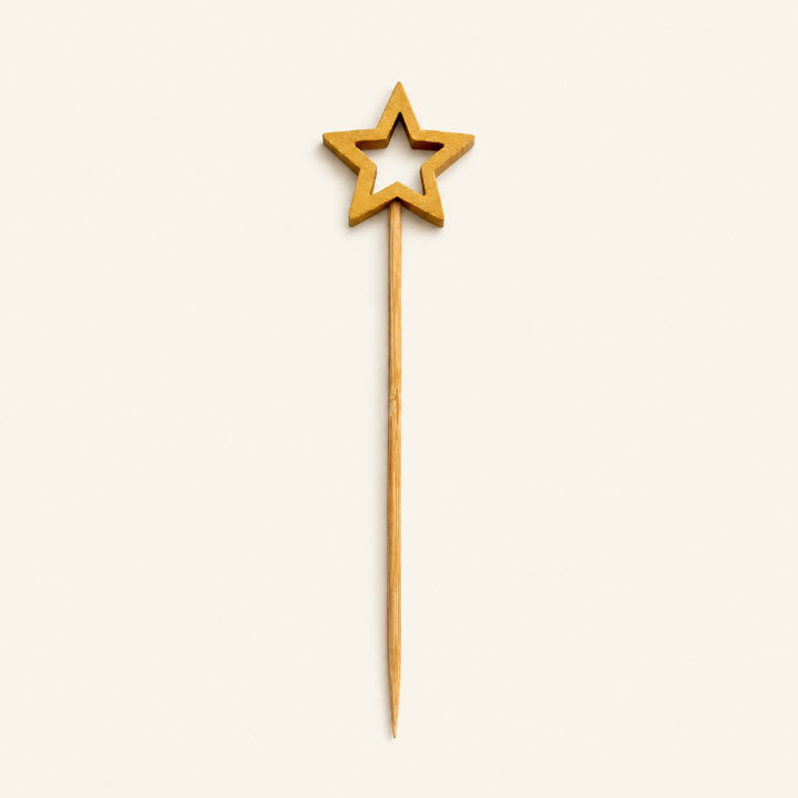 Wooden Star Cocktail Picks – 5.5 Inch by Tia Leaf