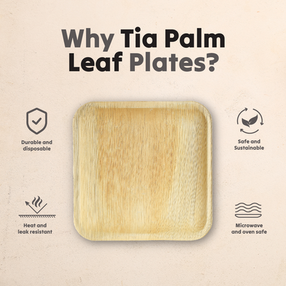 10" Square Palm Leaf Plates - Tia Leaf