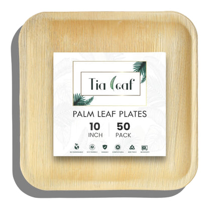 10" Square Palm Leaf Plates - Tia Leaf