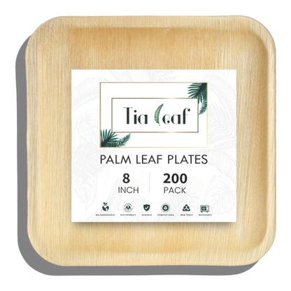 8" Square Palm Leaf Plates - Tia Leaf