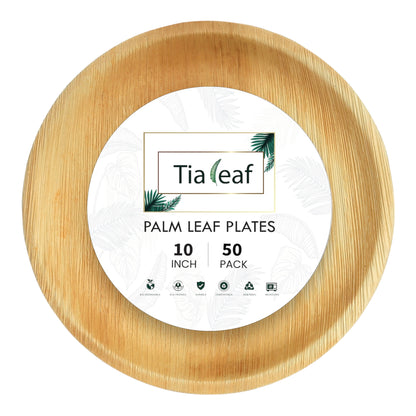 10" Round Palm Leaf Plates - Tia Leaf