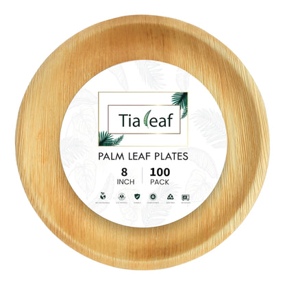 8" Round Palm Leaf Plates - Tia Leaf