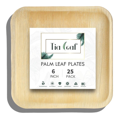 6" Square Palm Leaf Plates - Tia Leaf