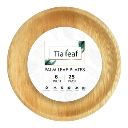 6" Round Palm Leaf Plates - Tia Leaf