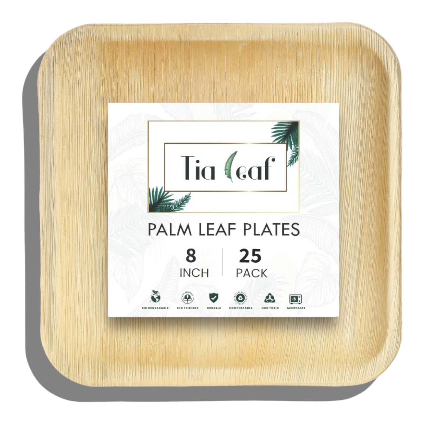 8" Square Palm Leaf Plates