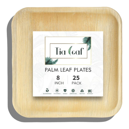 8" Square Palm Leaf Plates - Tia Leaf