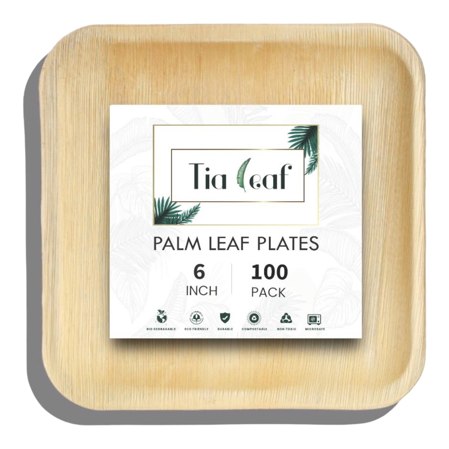 6" Square Palm Leaf Plates