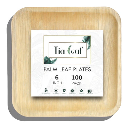 6" Square Palm Leaf Plates - Tia Leaf