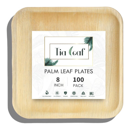 8" Square Palm Leaf Plates - Tia Leaf