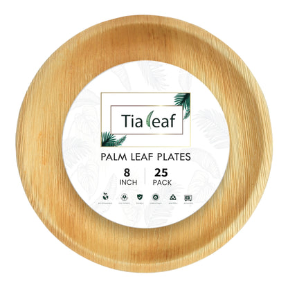 8" Round Palm Leaf Plates - Tia Leaf