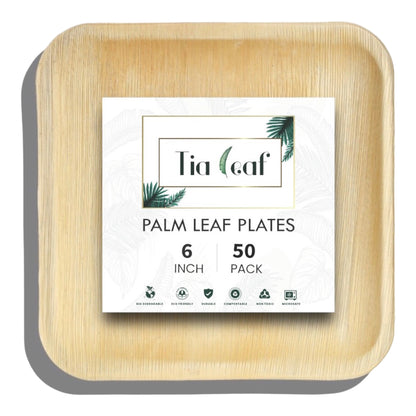 6" Square Palm Leaf Plates - Tia Leaf