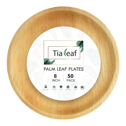 8" Round Palm Leaf Plates - Tia Leaf