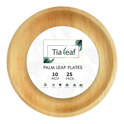 10" Round Palm Leaf Plates - Tia Leaf