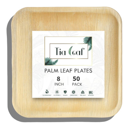 8" Square Palm Leaf Plates - Tia Leaf